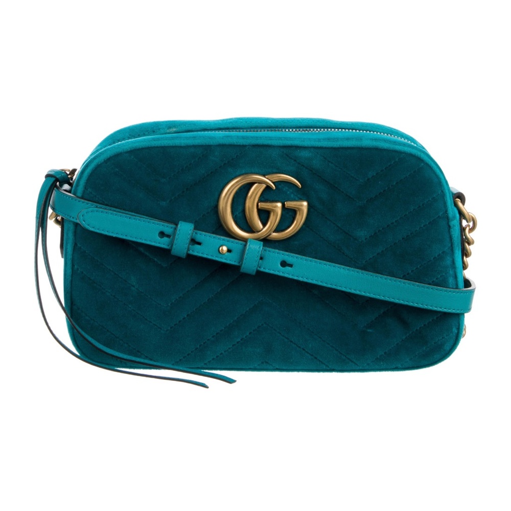 Gucci Teal Crossbody Bag with Gold Accents